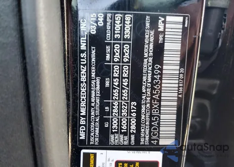 2015 Mercedes-Benz Ml 350 z USA, uszkodzony, nr VIN 4JGDA5JBXFA563499